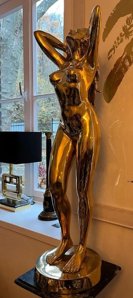 Luxury bronze decorative sculpture woman gold 40 x 30 x H. 100 cm - Large bronze sculpture - Large bronze figure - XXL bronze figure - XXL bronze sculpture - Luxury XXL decorative accessories