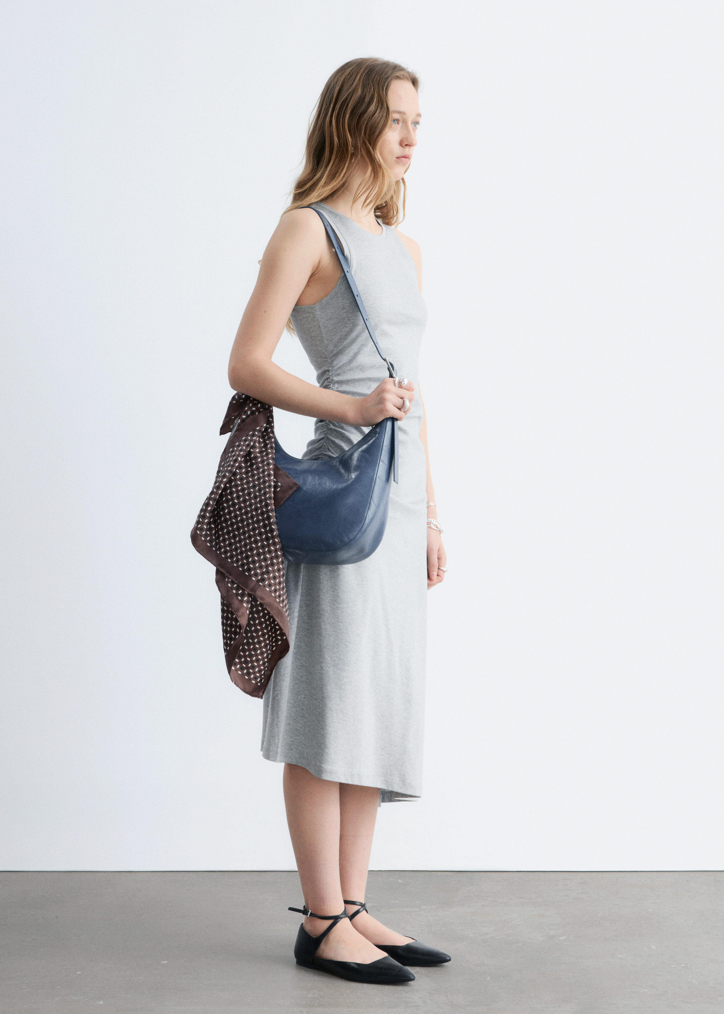 & Other Stories RUCHE ASYMMETRIC MIDI DRESS