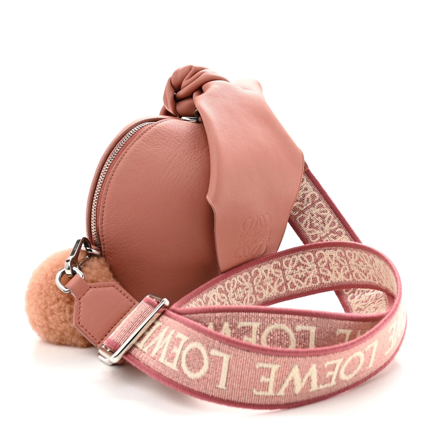 Calfskin Shearling Small Bunny Shoulder Bag Peach Bloom - Top Club