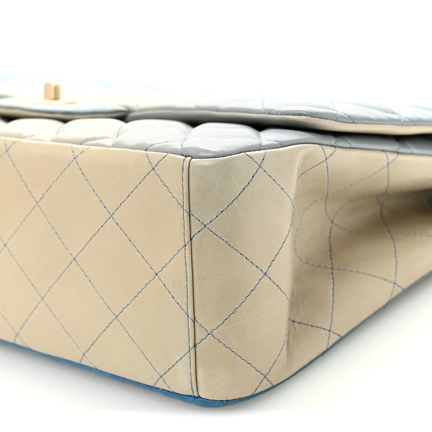 Lambskin Degrade Quilted Maxi Single Flap Light Blue - Top Club