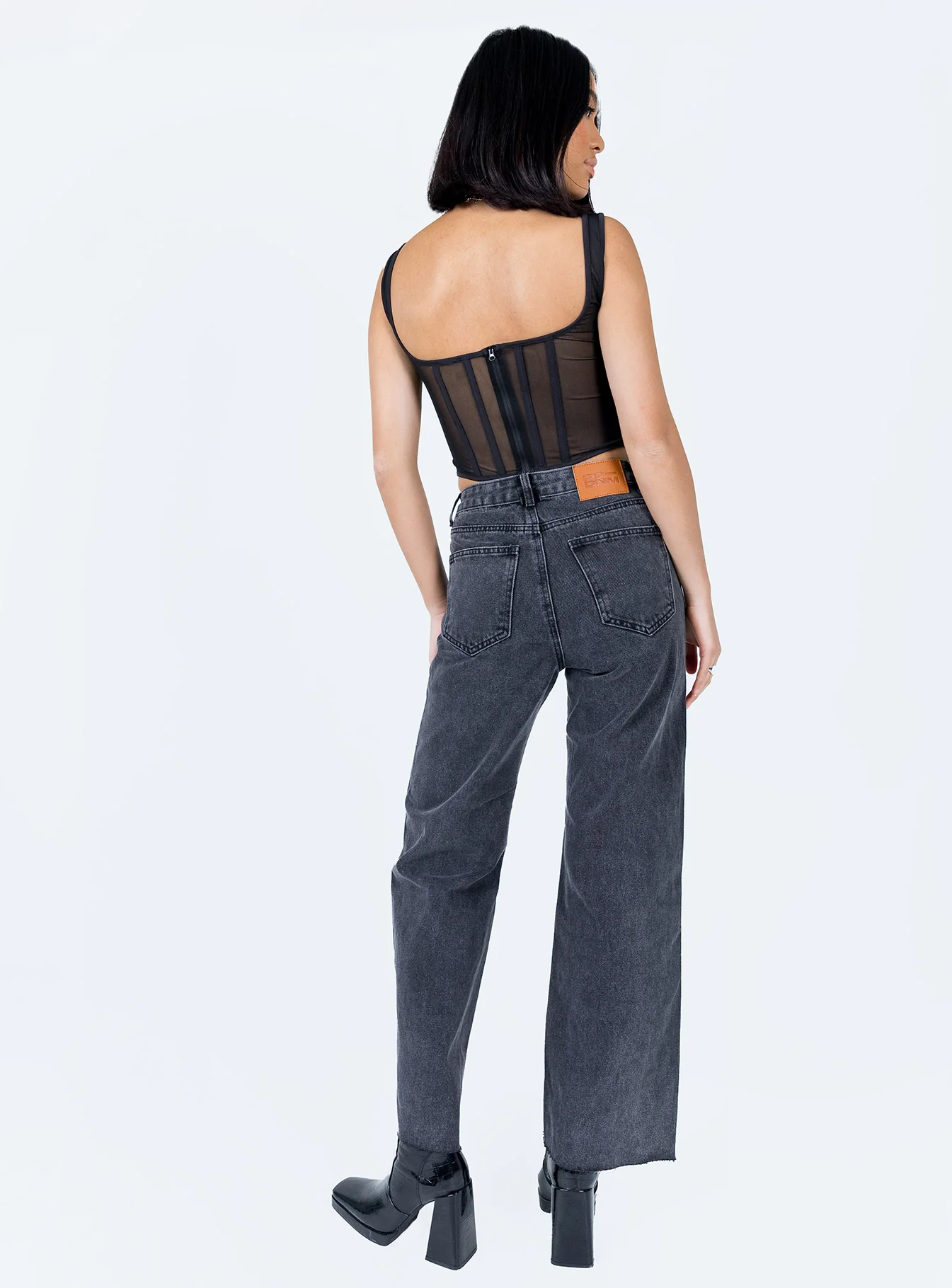 Arlington High Rise Straight Leg Denim Jeans Black