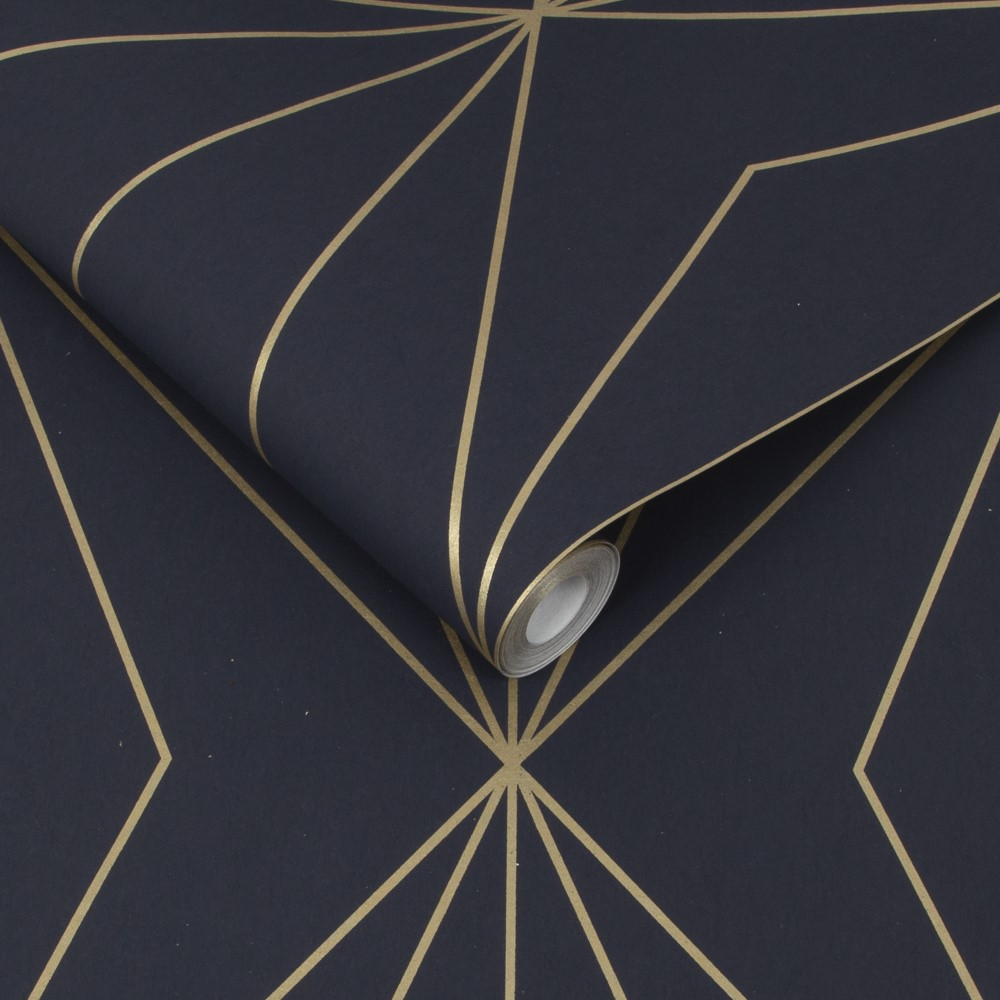 Graham & Brown  vliesbehang  Harmony Navy Gold Graham & Brown  vliesbehang  Harmony Navy Gold
