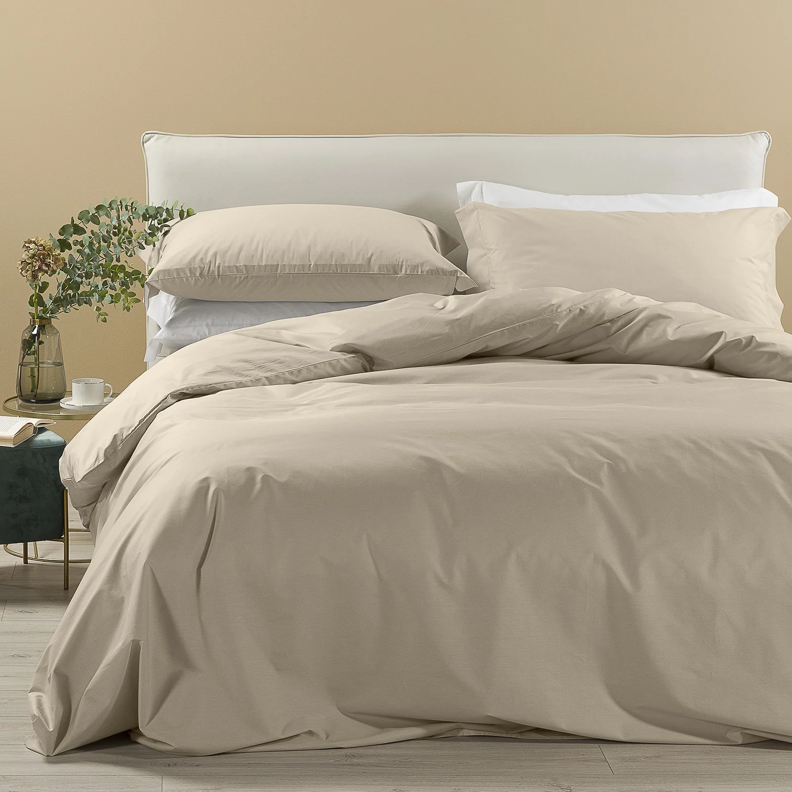 Completo Copripiumino In Percalle Percalle Tinta Unita Singolo Naturale Dreaming