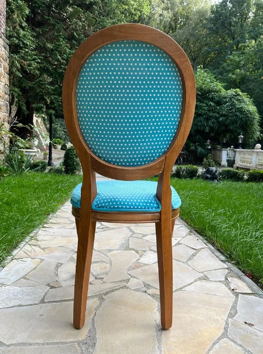 Luxury Baroque Dining Room Chair Blue / Multicolored / Brown - Handmade Antique Style Chair with Design - Dining Room Furniture in Baroque Style