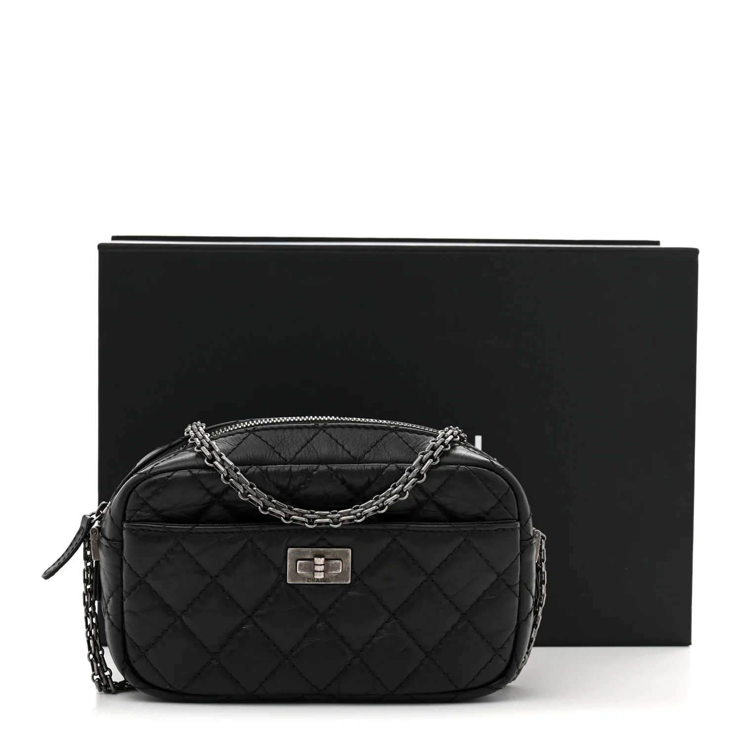 Aged Calfskin Quilted Mini Reissue Camera Case Black - Top Club