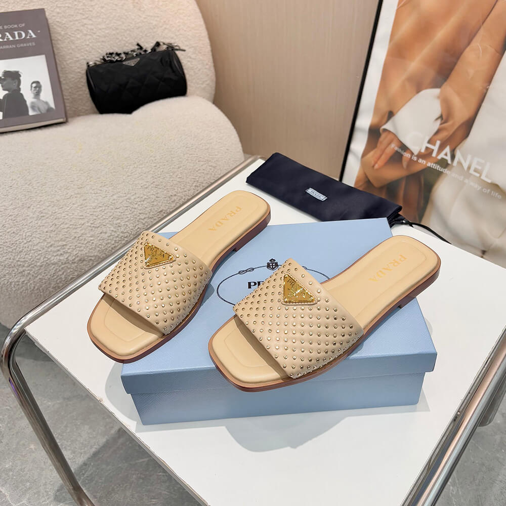 Prada Nappa leather slides with studs - Top Club