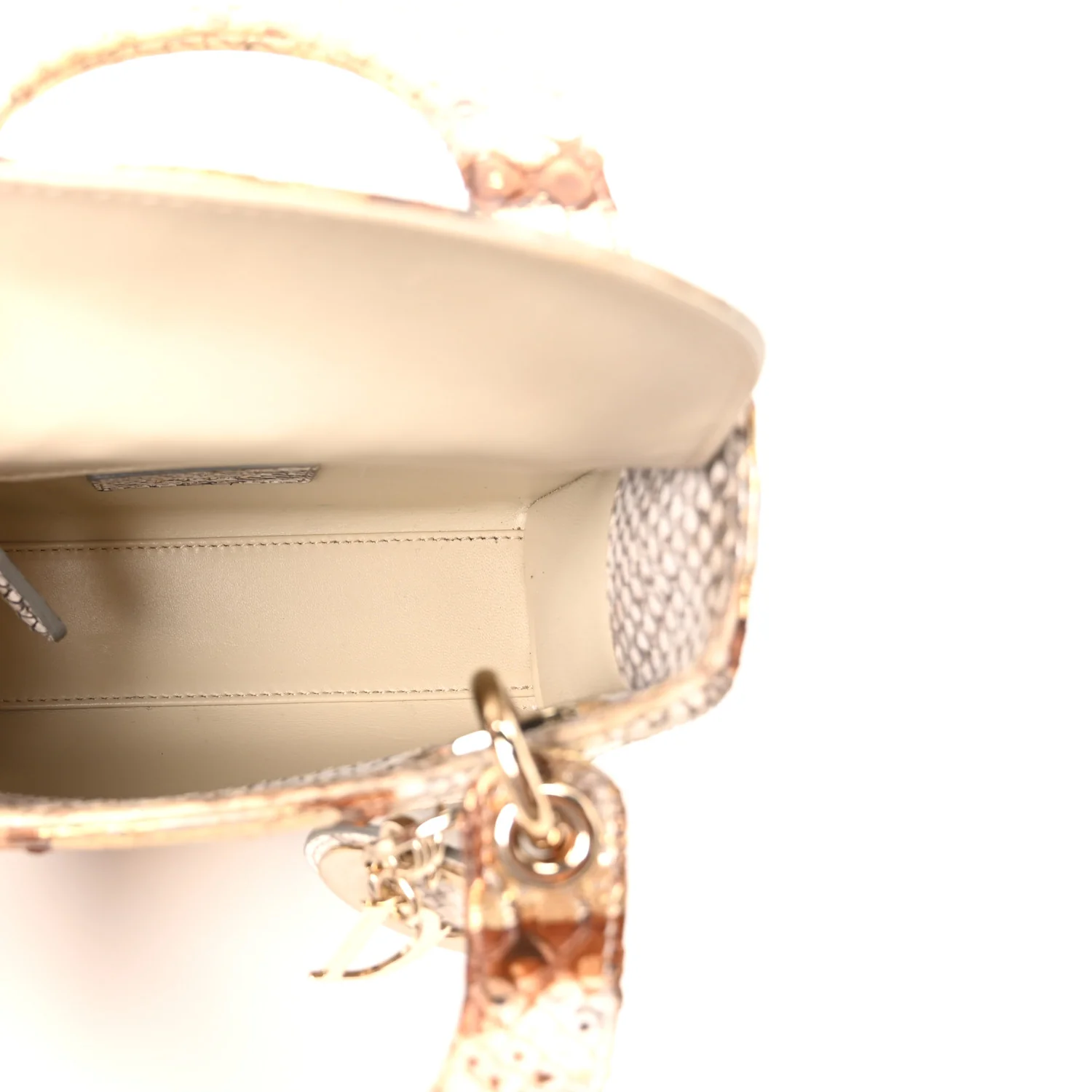 Snakeskin Mini Lady Dior Beige Gold - Top Club