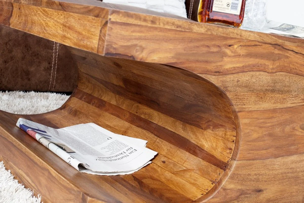 Designer solid wood coffee table natural W120 x H40 x D70 cm - salon living room table