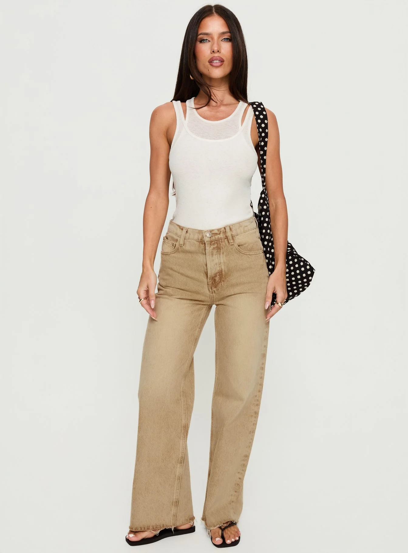 Fawcett High Rise Straight Leg Jeans Tan