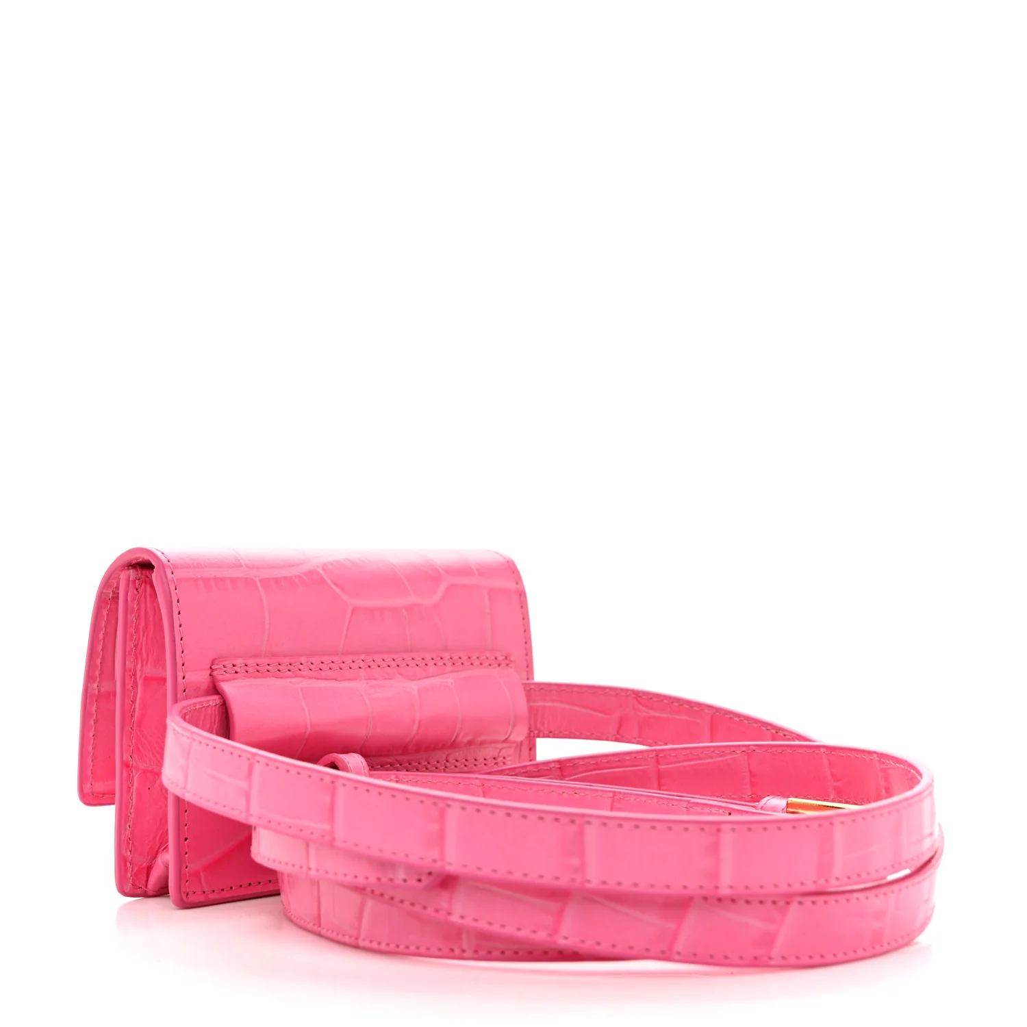 Calfskin Crocodile Embossed La Ceinture Bello Double Tour Belt Bag Pink - Top Club