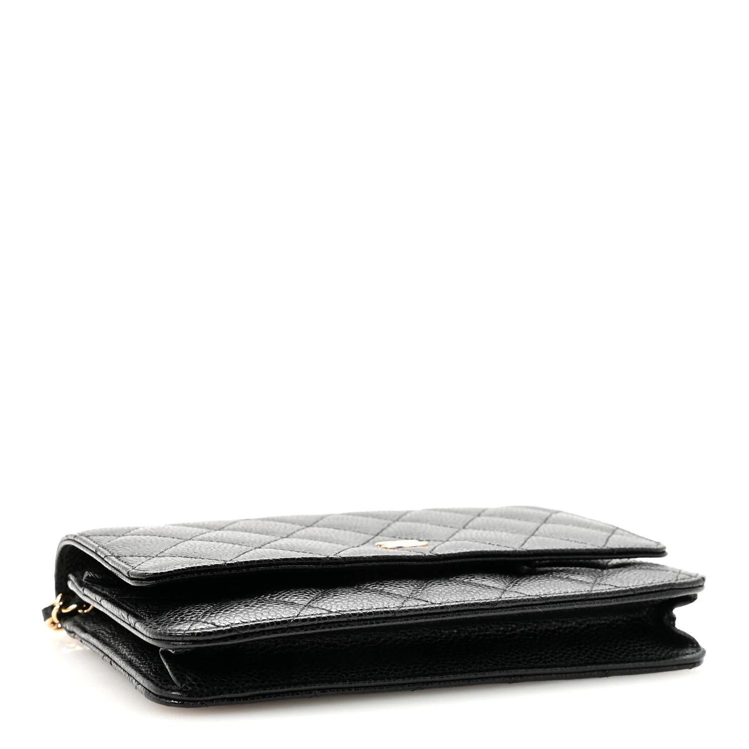 Caviar Quilted Wallet on Chain WOC Black - Top Club