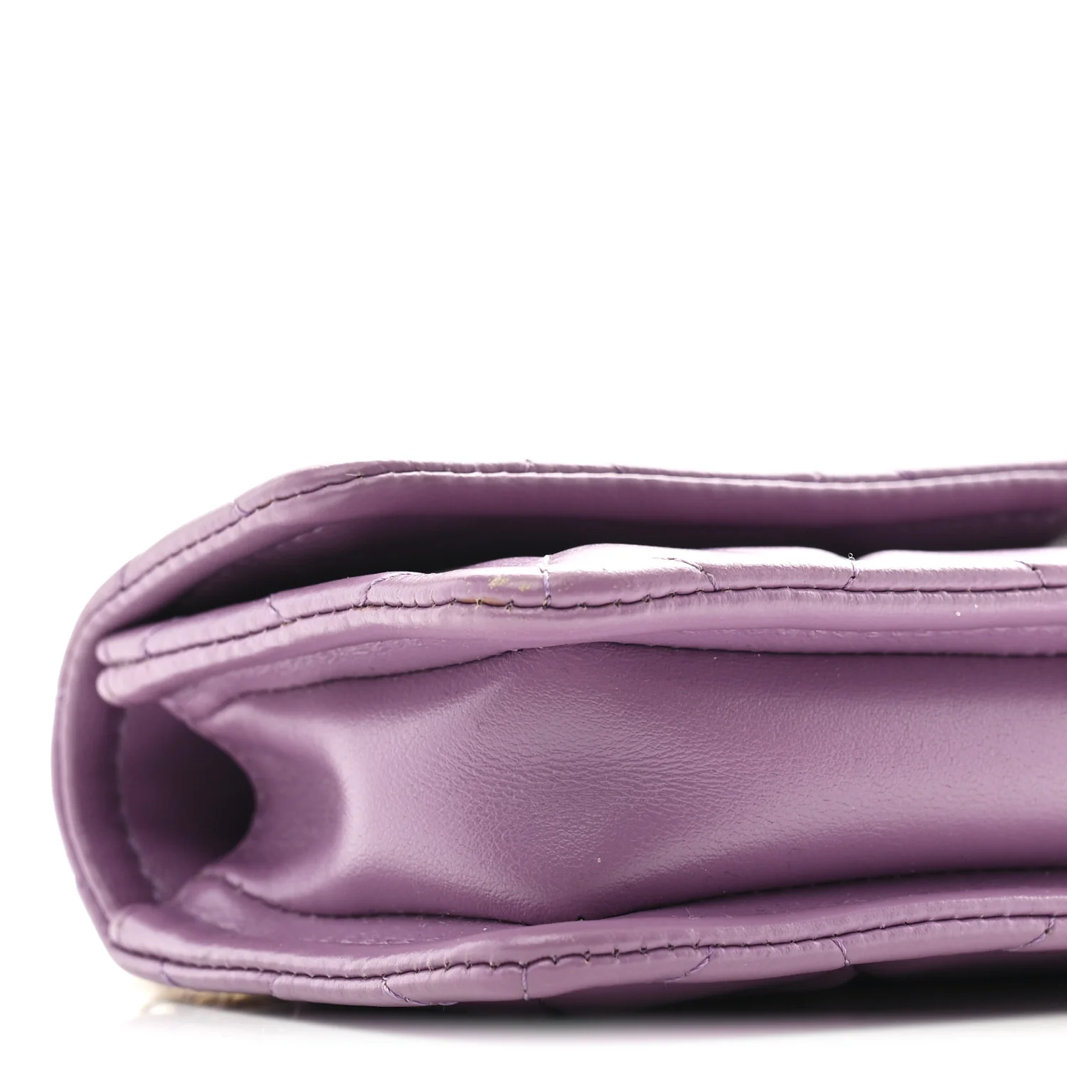 Shiny Lambskin Quilted Extra Mini Flap Purple - Top Club