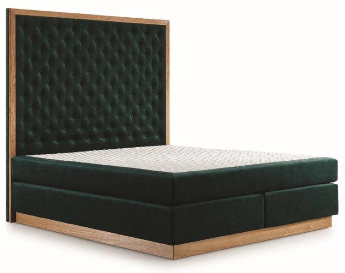 Luxury double bed dark green / natural colors - Various sizes - Modern solid wood bed with headboard - Modern bedroom furniture - Luxury collection