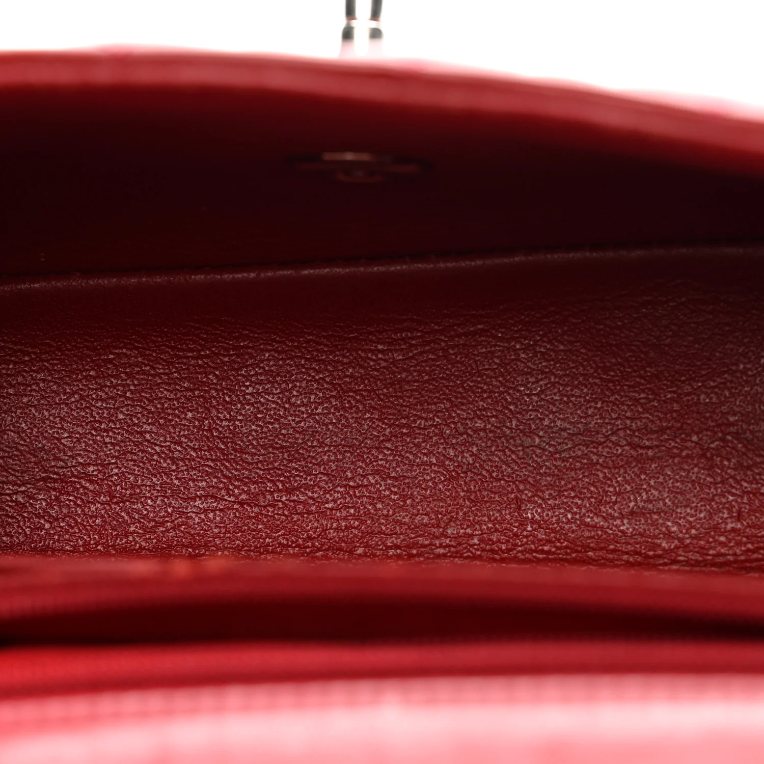 Patent Calfskin Quilted Mini Rectangular Flap Dark Red - Top Club