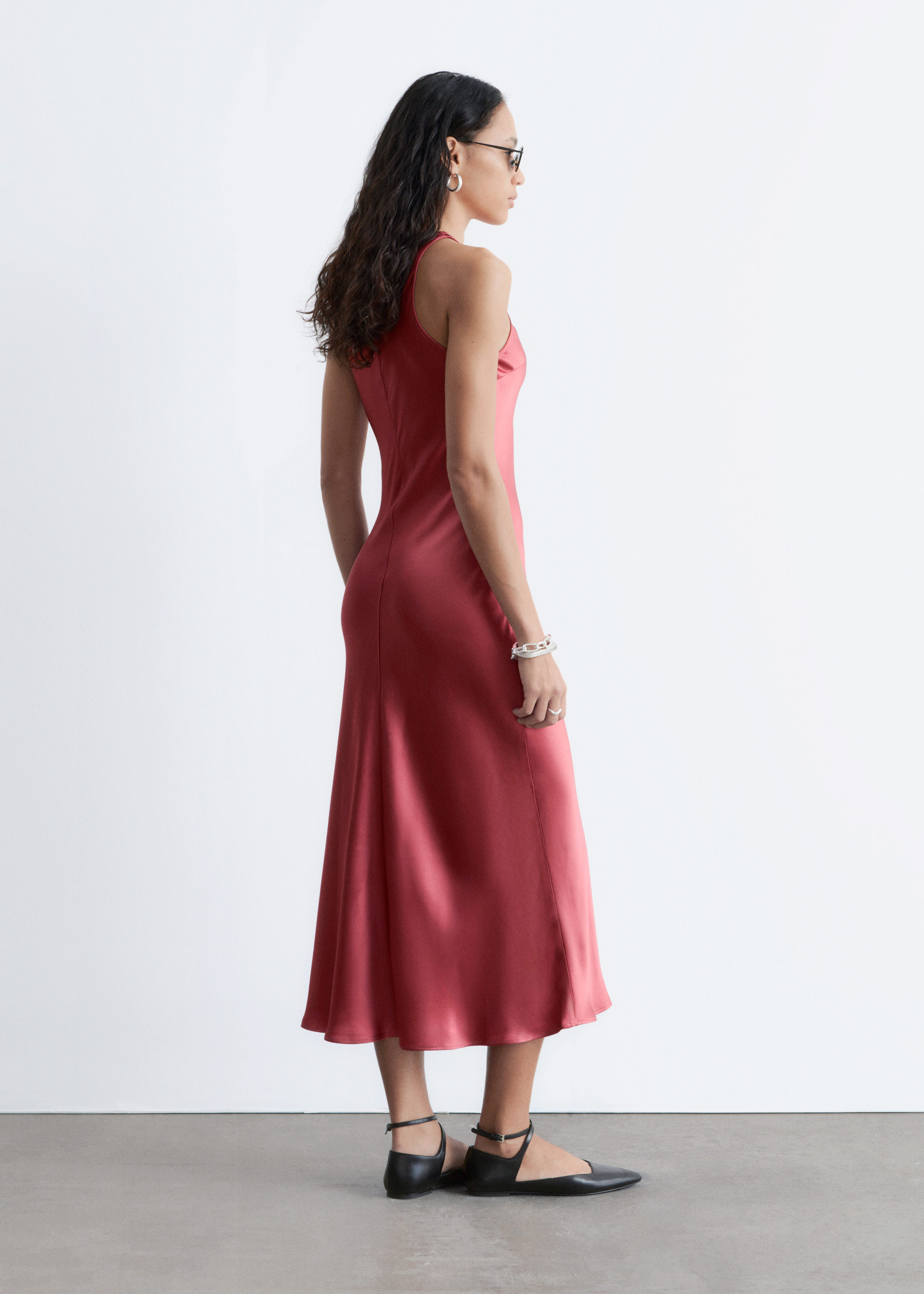 & Other Stories SLEEVELESS SATIN MIDI DRESS