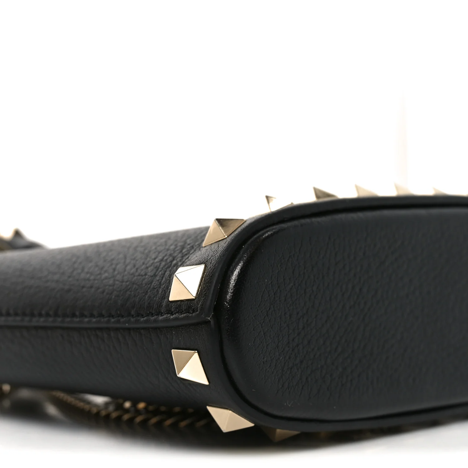 Grainy Calfskin Mini Rockstud Shopping Bag Black - Top Club