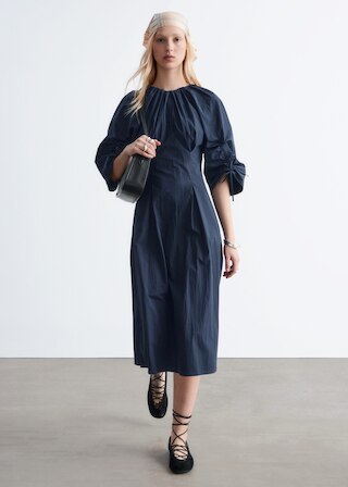 & Other Stories SCULPTURAL DRAWSTRING MIDI DRESS