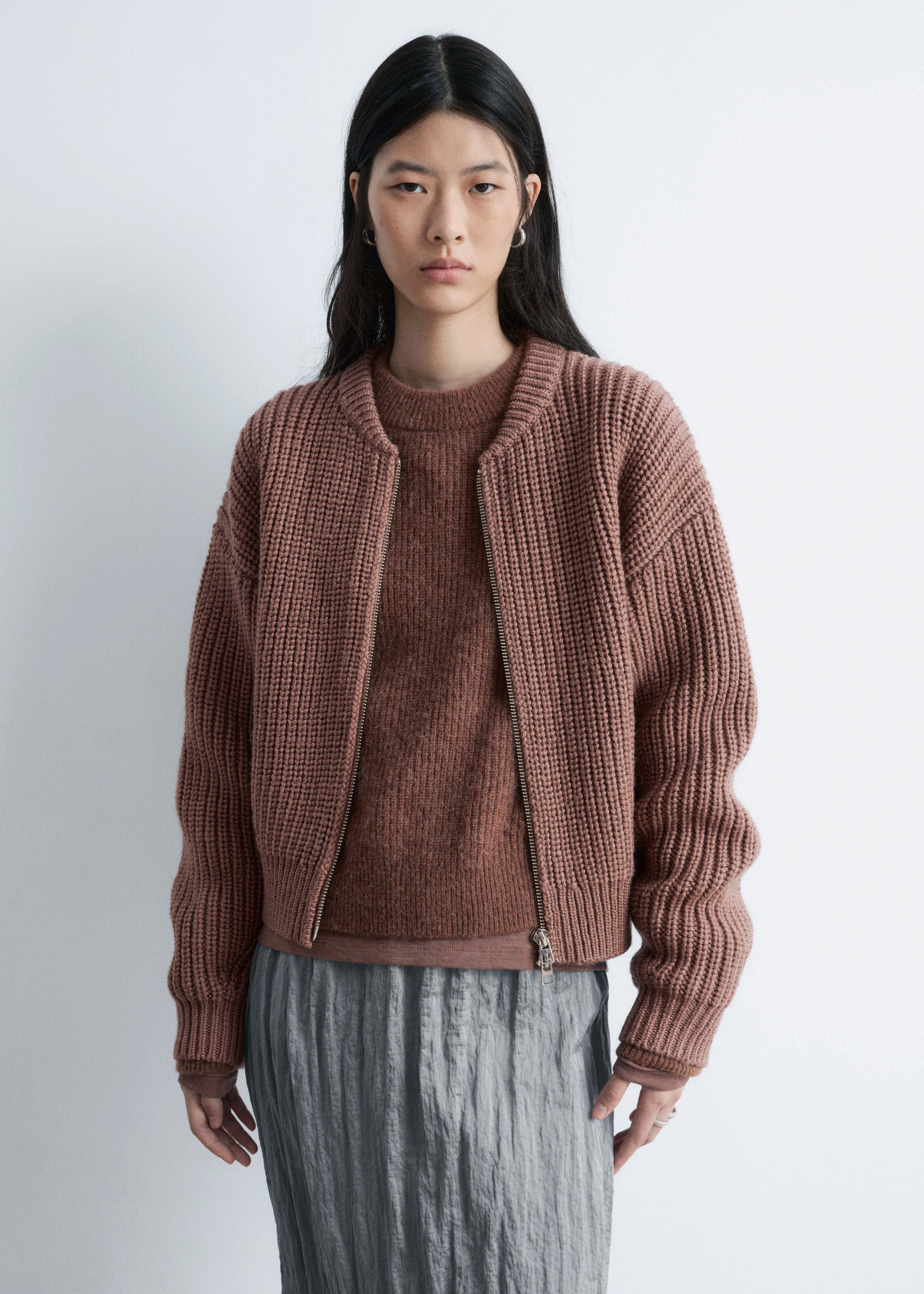 & Other Stories KNITTED WOOL BOMBER JACKET