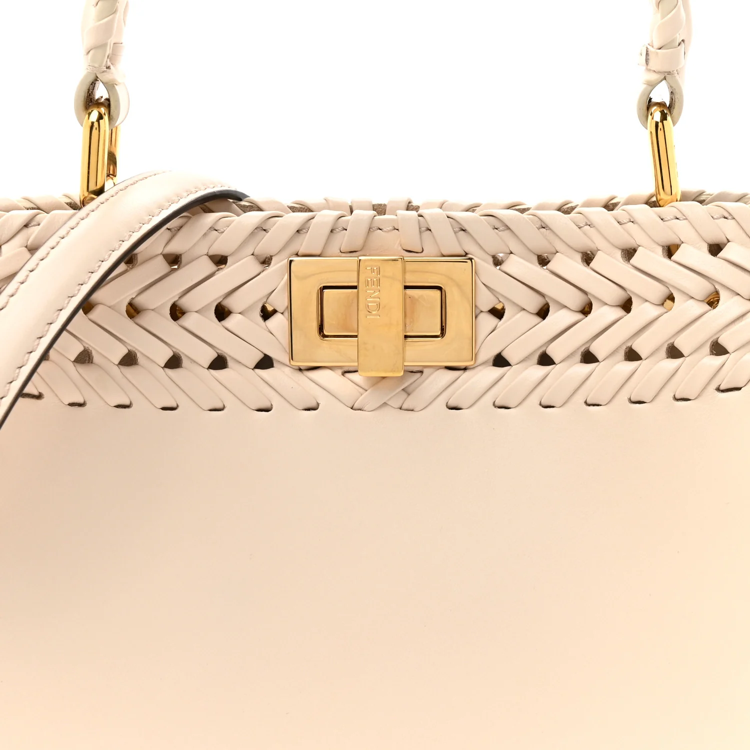 Nappa Interlace Mini Peekaboo Iconic Satchel Camelia - Top Club