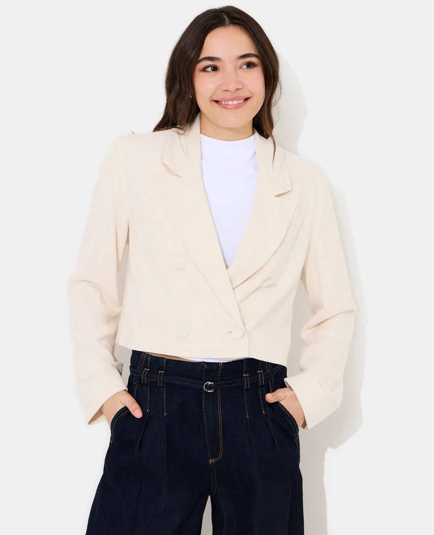 Pimkie Veste blazer courte avec lin