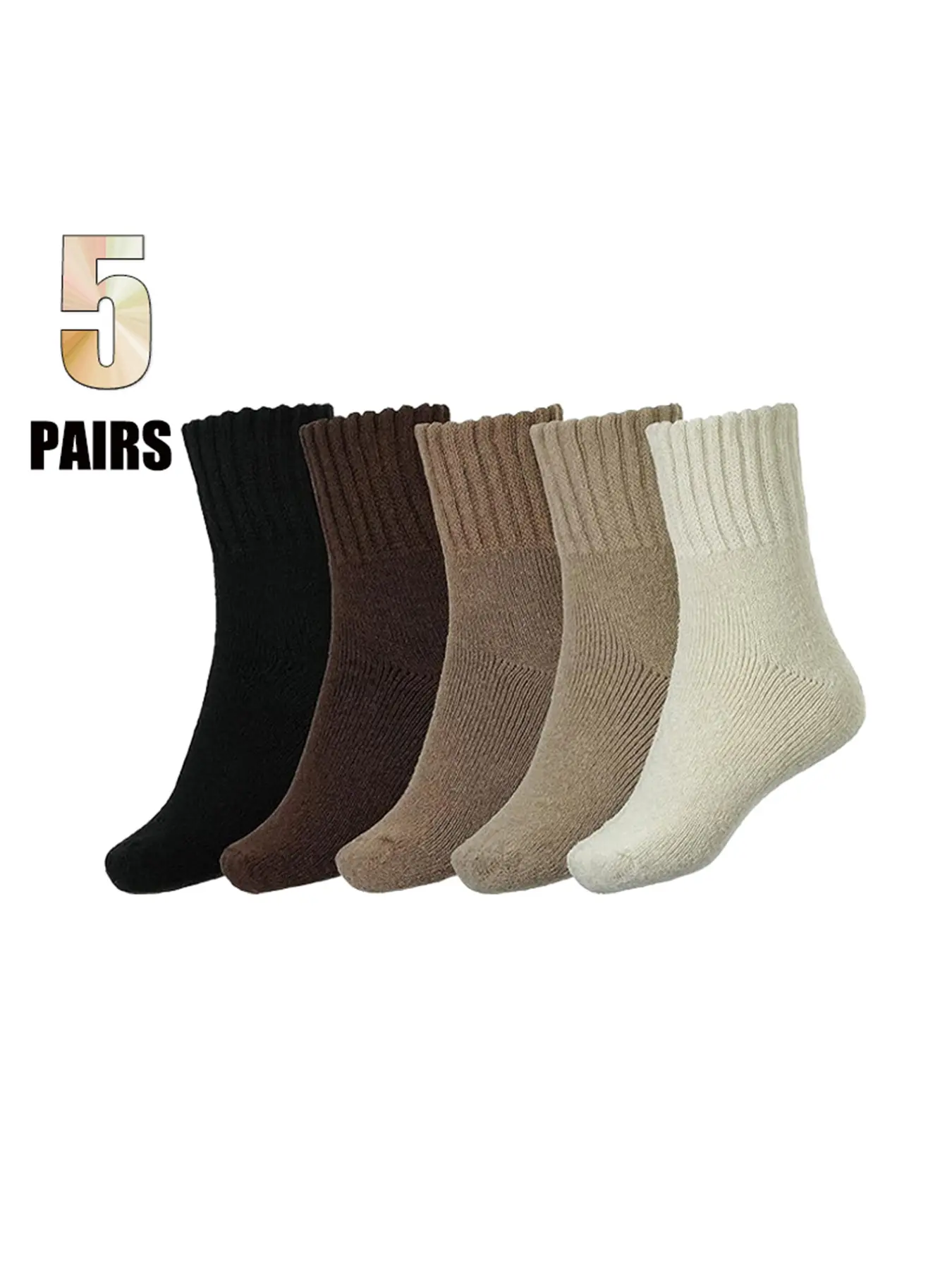 Women’s Solid Knit Mid-Calf Socks, Soft Warm Casual Daily Wear Socks for Fall & Winter