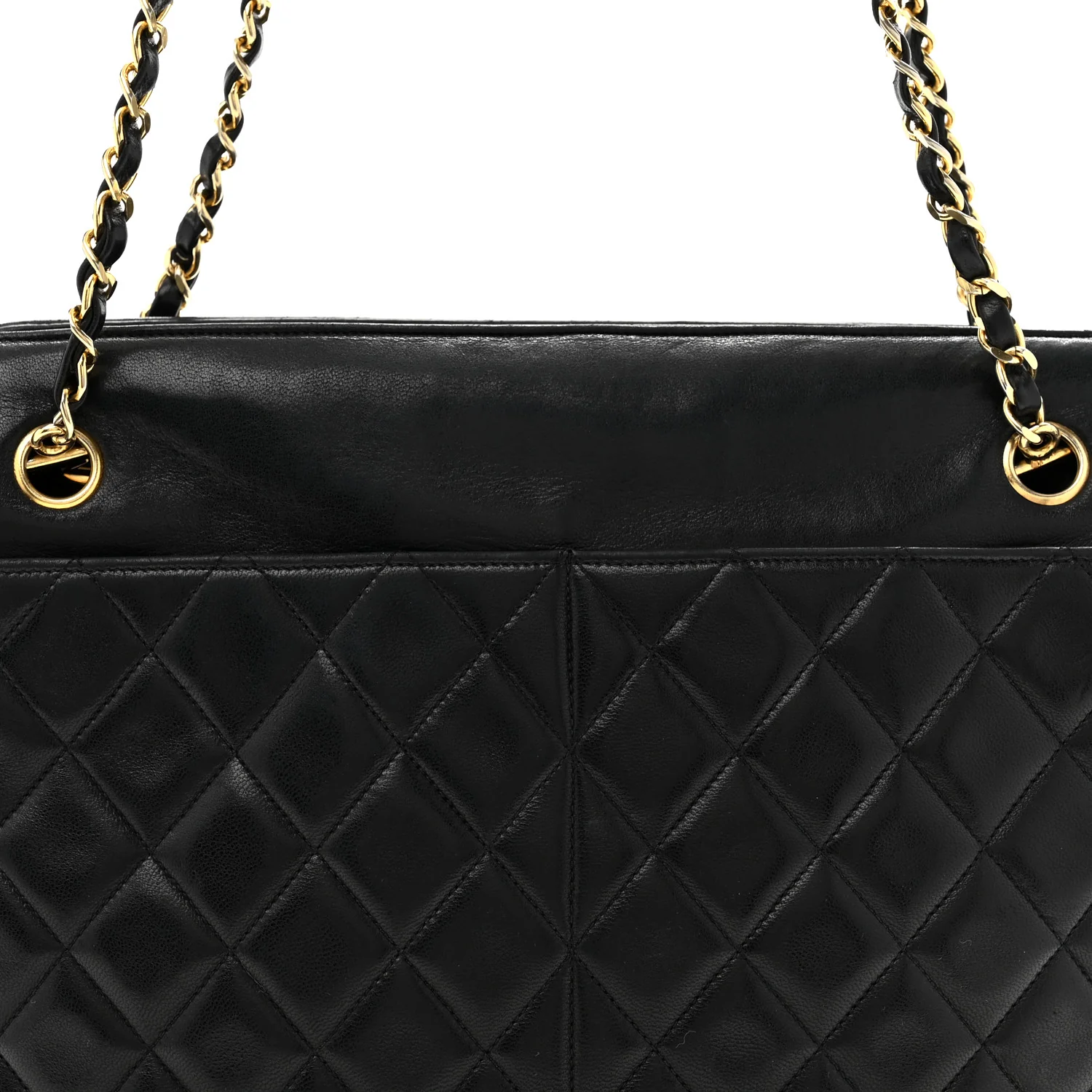 Lambskin Quilted Shoulder Bag Black - Top Club
