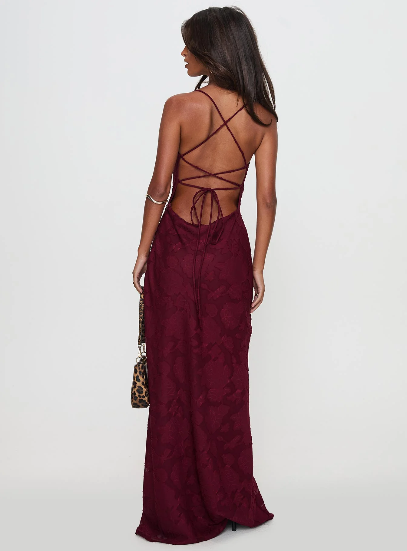 Celena Maxi Dress Burgundy Burnout Petite