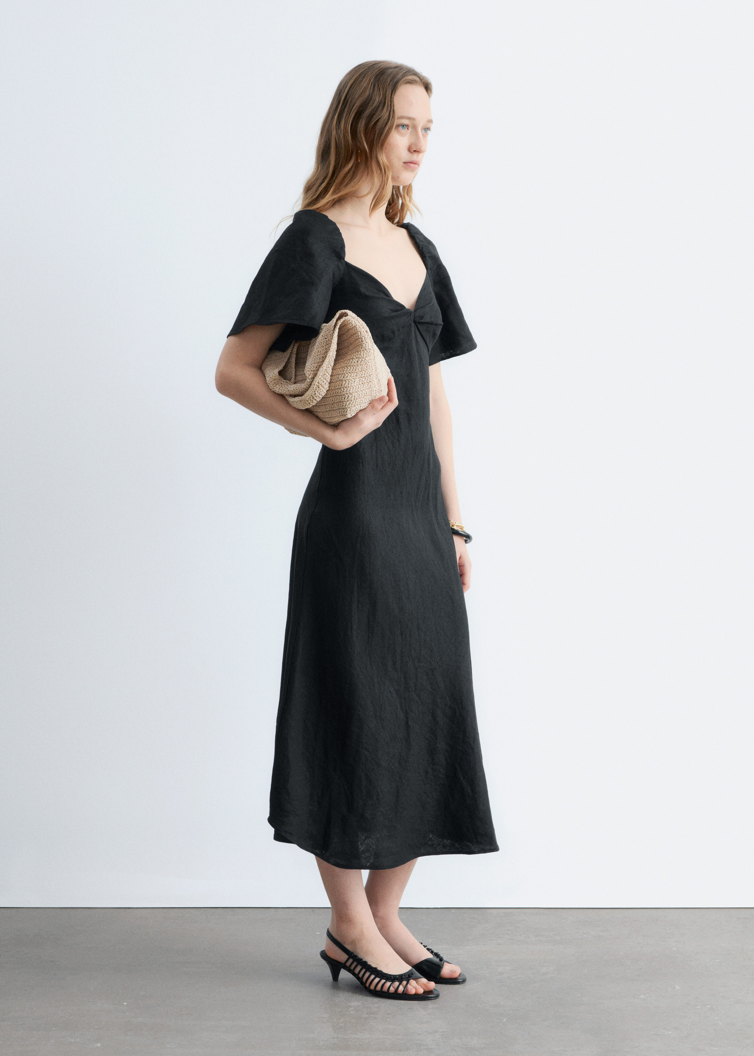 & Other Stories LINEN MIDI DRESS