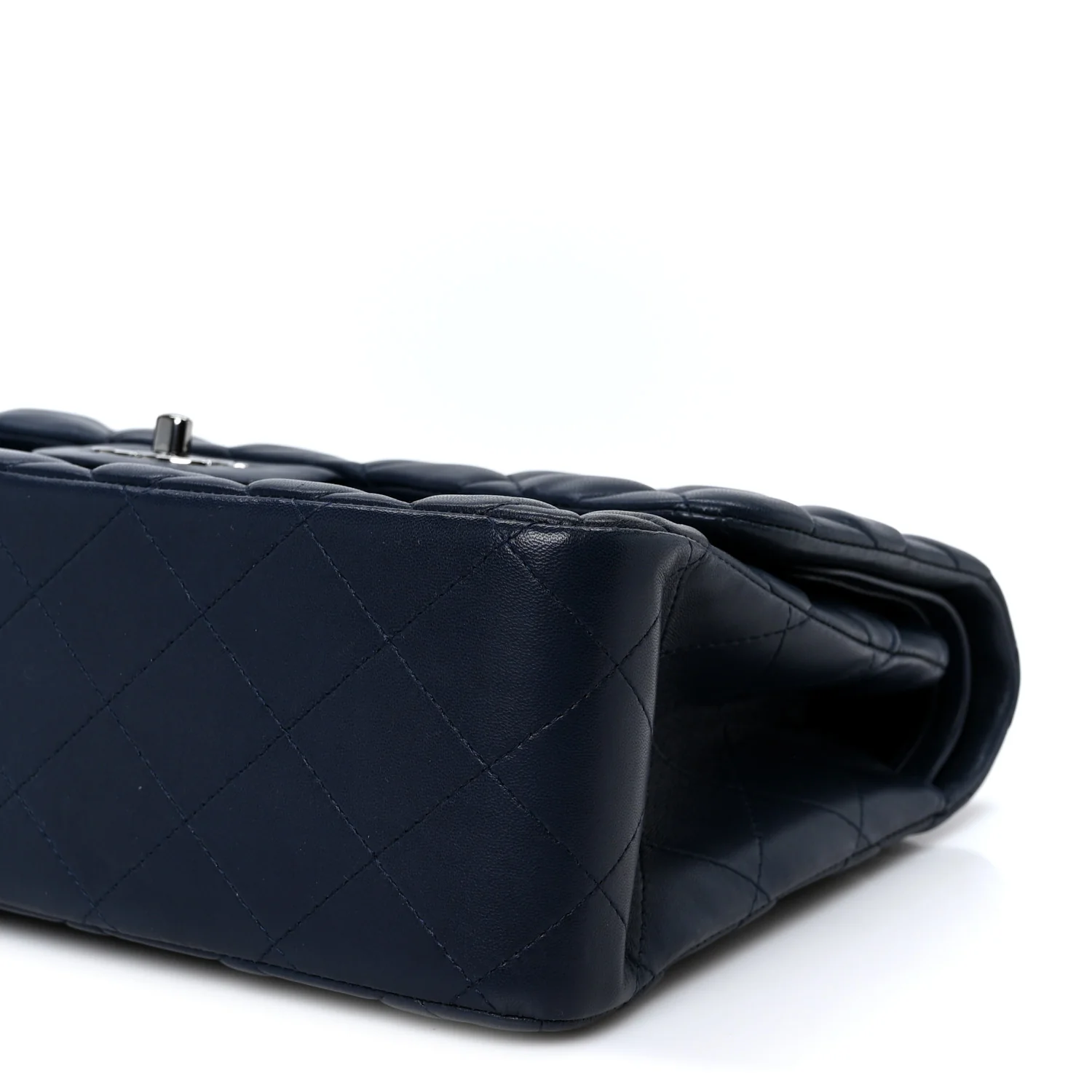 Lambskin Quilted Jumbo Double Flap Navy - Top Club