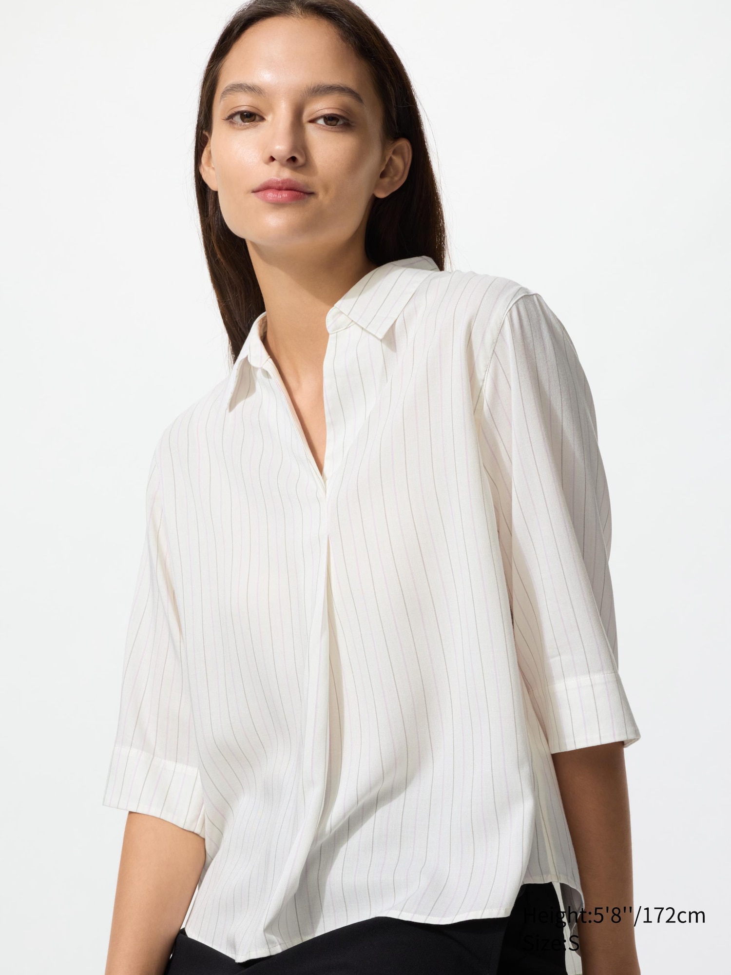 Rayon Skipper Collar Blouse 3/4 Sleeve