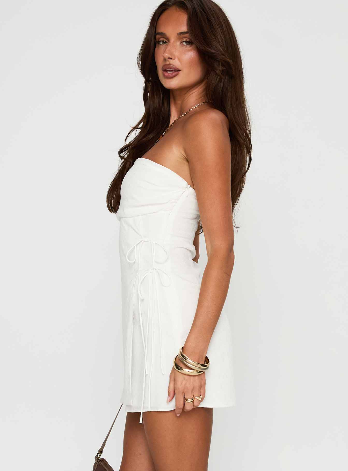 New Beginnings Strapless Mini Dress White