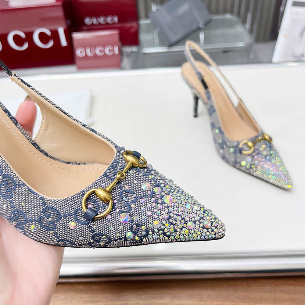 Gucci Women s slingback pump with crystal Horsebit - Top Club