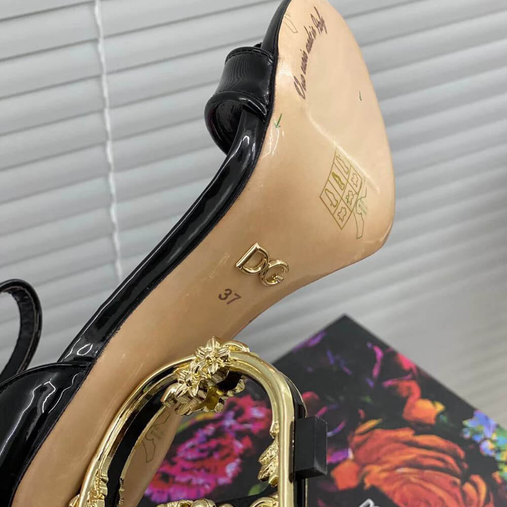 DOLCE   GBBANA Polished calfskin sandals with DG baroque heel - Top Club