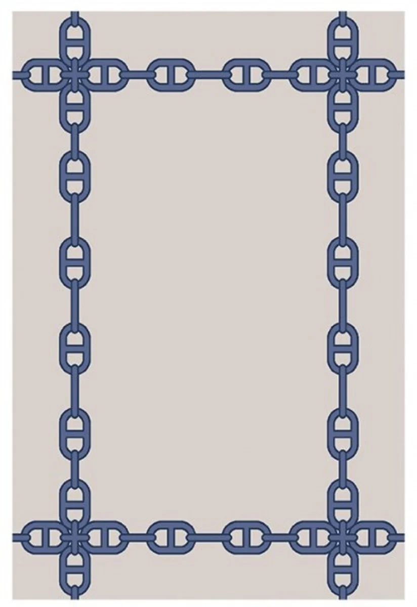 Beautiful luxury rug made from 100% New Zealand wool, blue/cream, velvety soft 200 x 300 cm - high quality