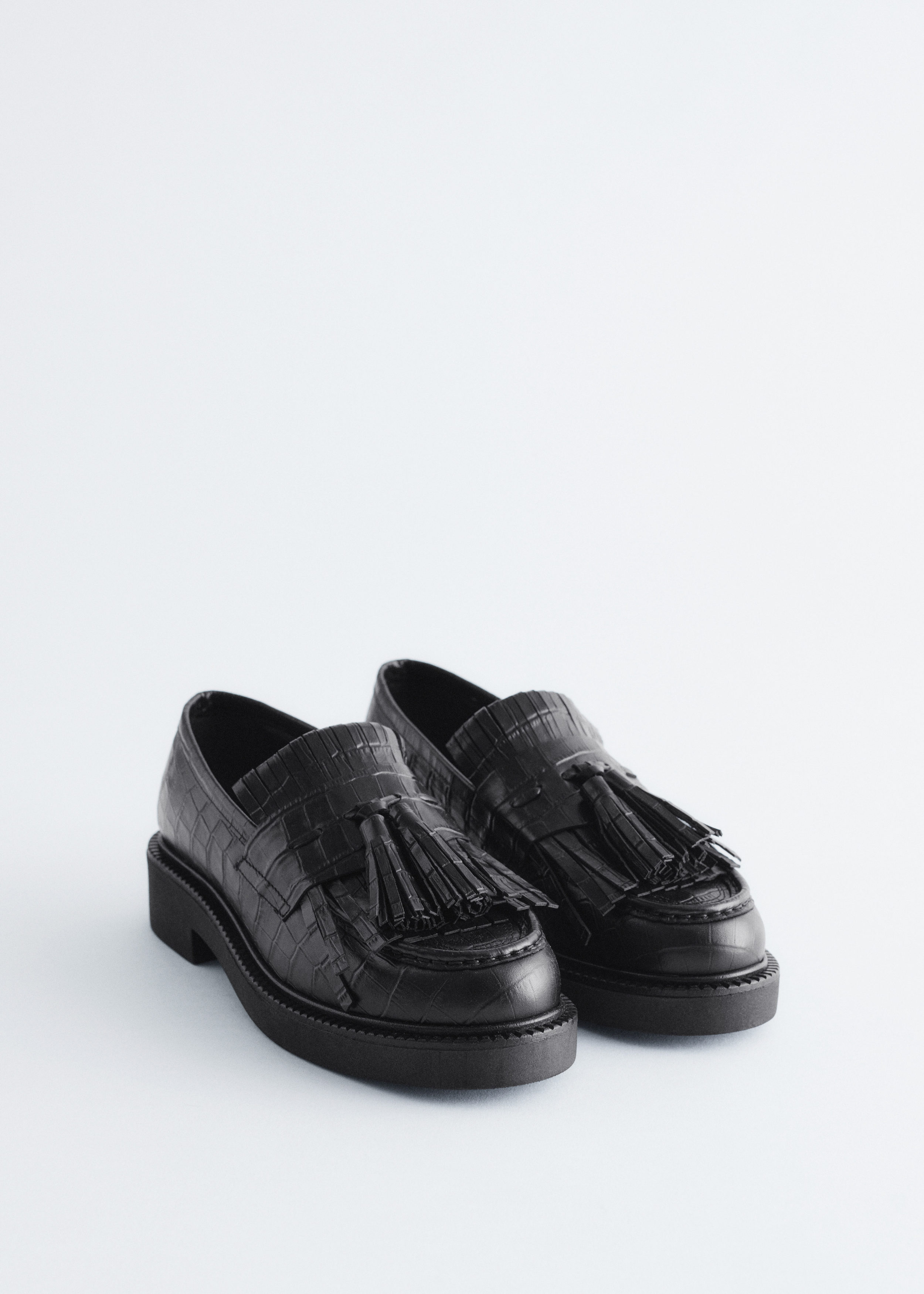 & Other Stories CHUNKY CROCO LEATHER LOAFERS