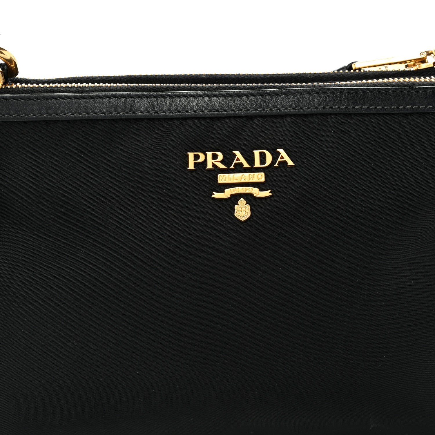 Tessuto Nylon Soft Calf Double Zip Crossbody Bag Black - Top Club