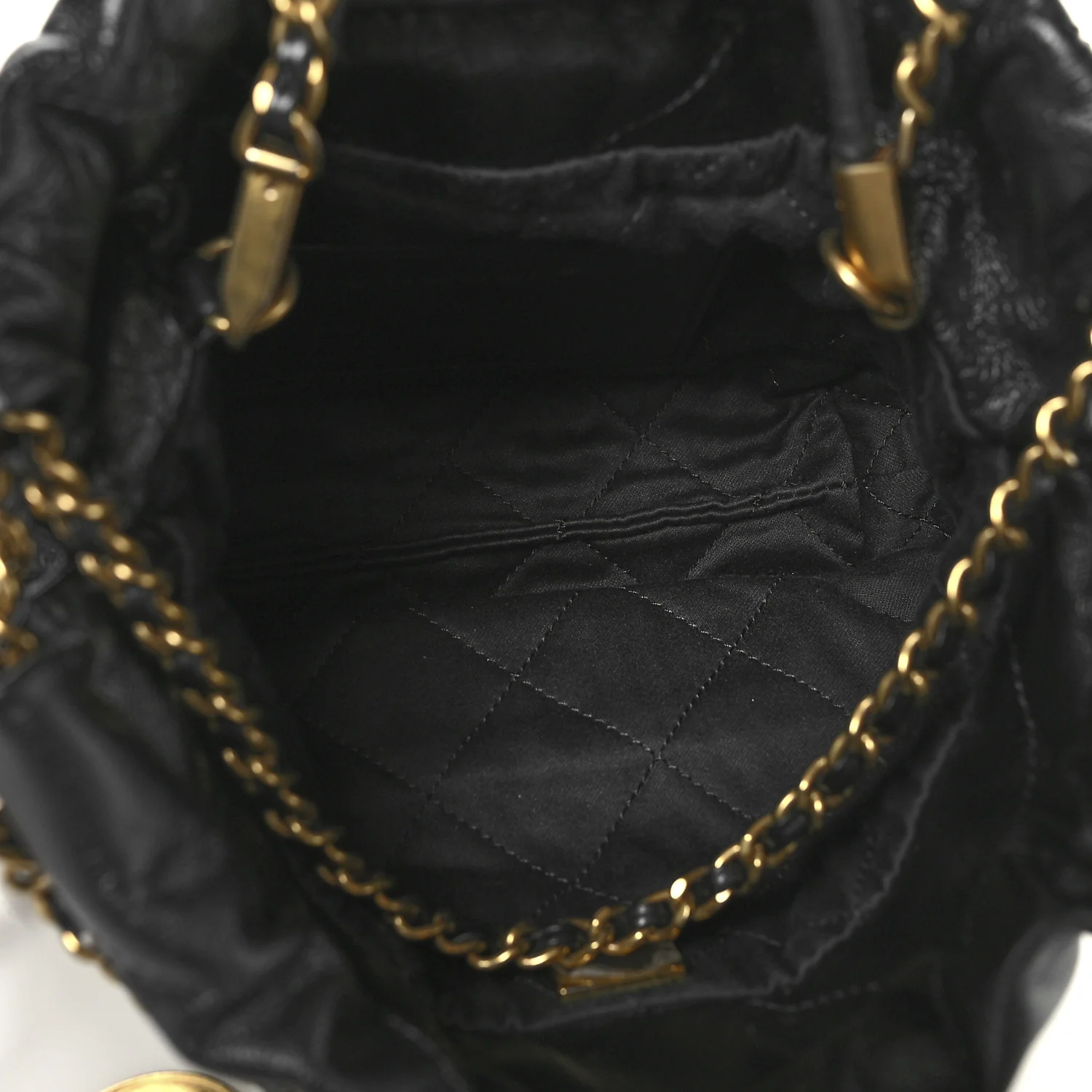 Shiny Calfskin Quilted Mini Chanel 22 Black - Top Club