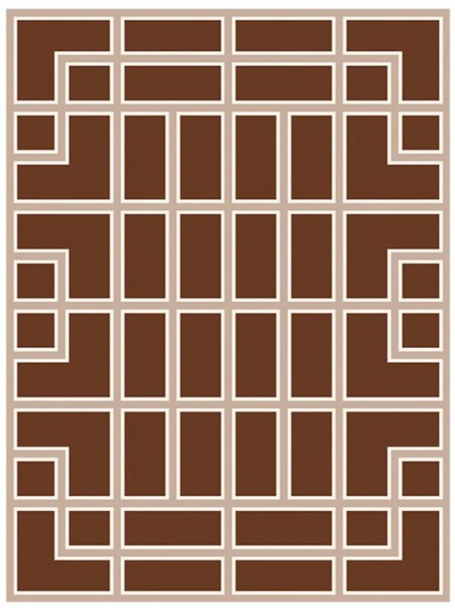 Beautiful luxury carpet made of 100% New Zealand wool with a meander pattern, brown/cream, velvety soft 300 x 400 cm - high quality