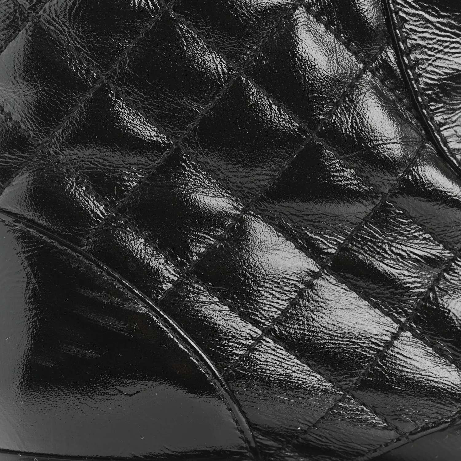 Shiny Lambskin Quilted Lace Up Combat Boots 37 Black - Top Club