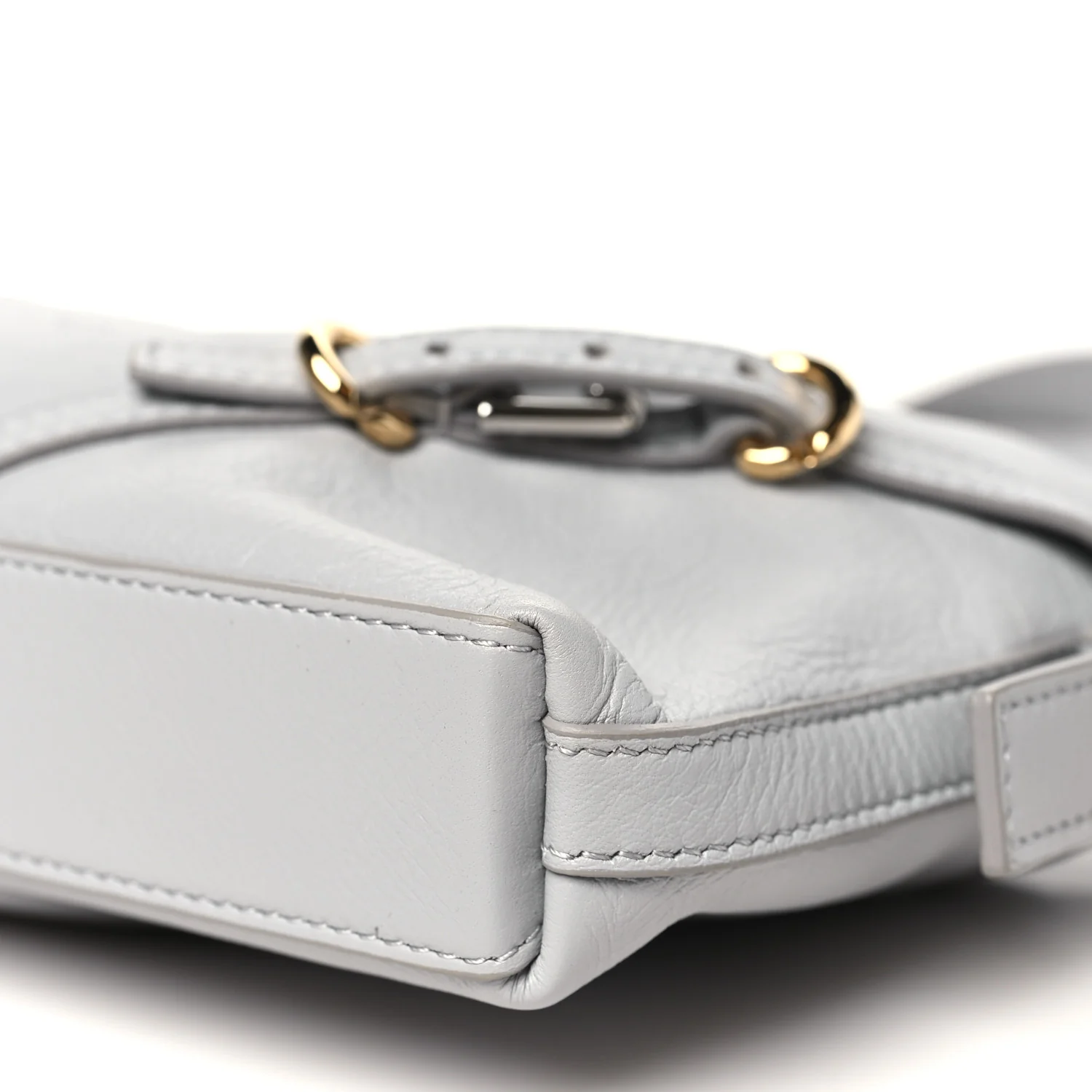 Tumbled Calfskin Mini Voyou Boyfriend Party Bag Light Grey - Top Club