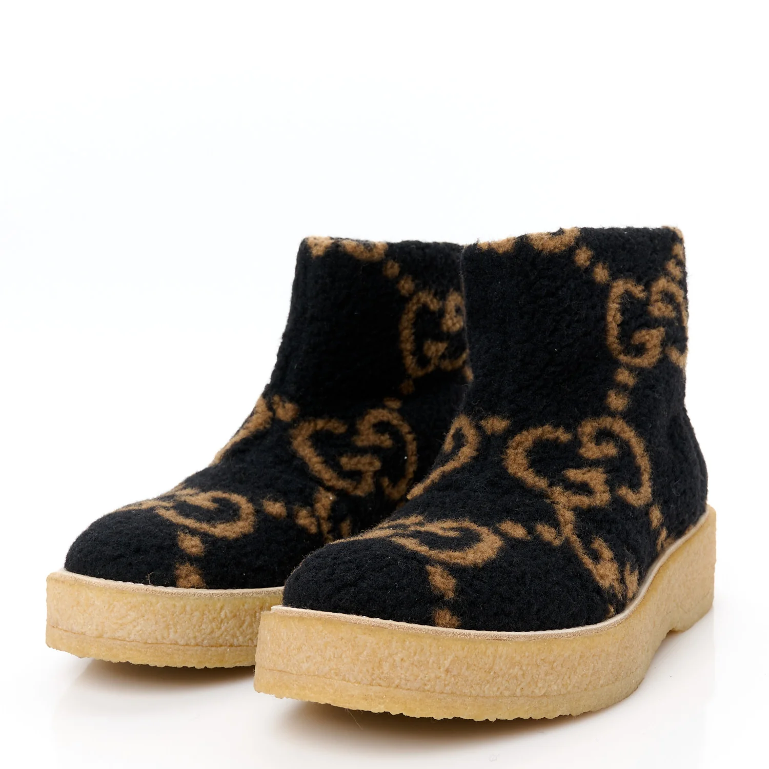 Faux Shearling Hooper GG Womens Ankle Boots 38.5 Black Natural Tan - Top Club