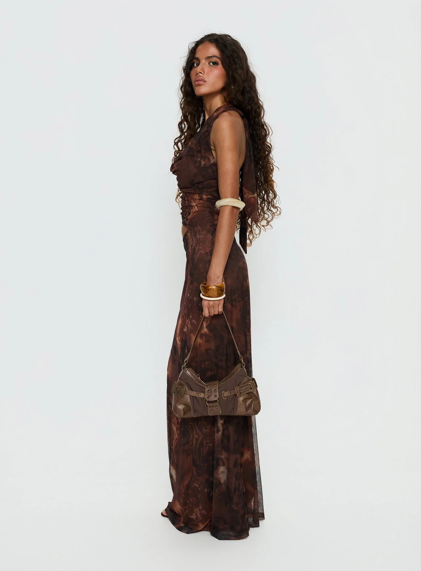 Livara Cowl Cut Out Maxi Dress Multi