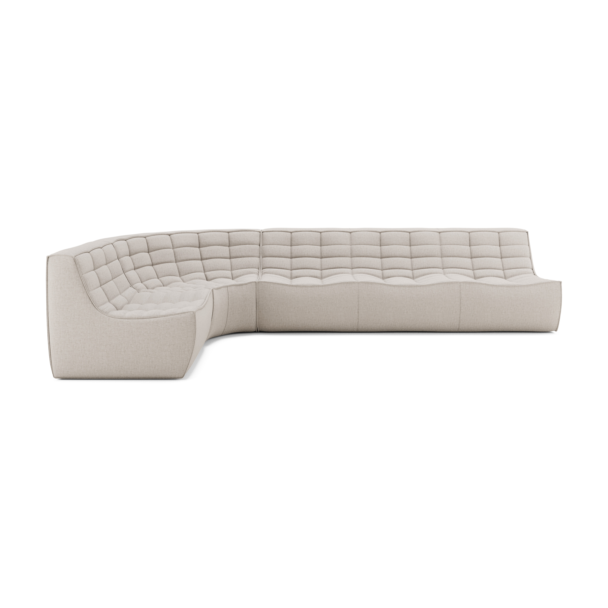 Modulaire bank N701 beige set 1 seat, 3 seat, 90° ronde hoek