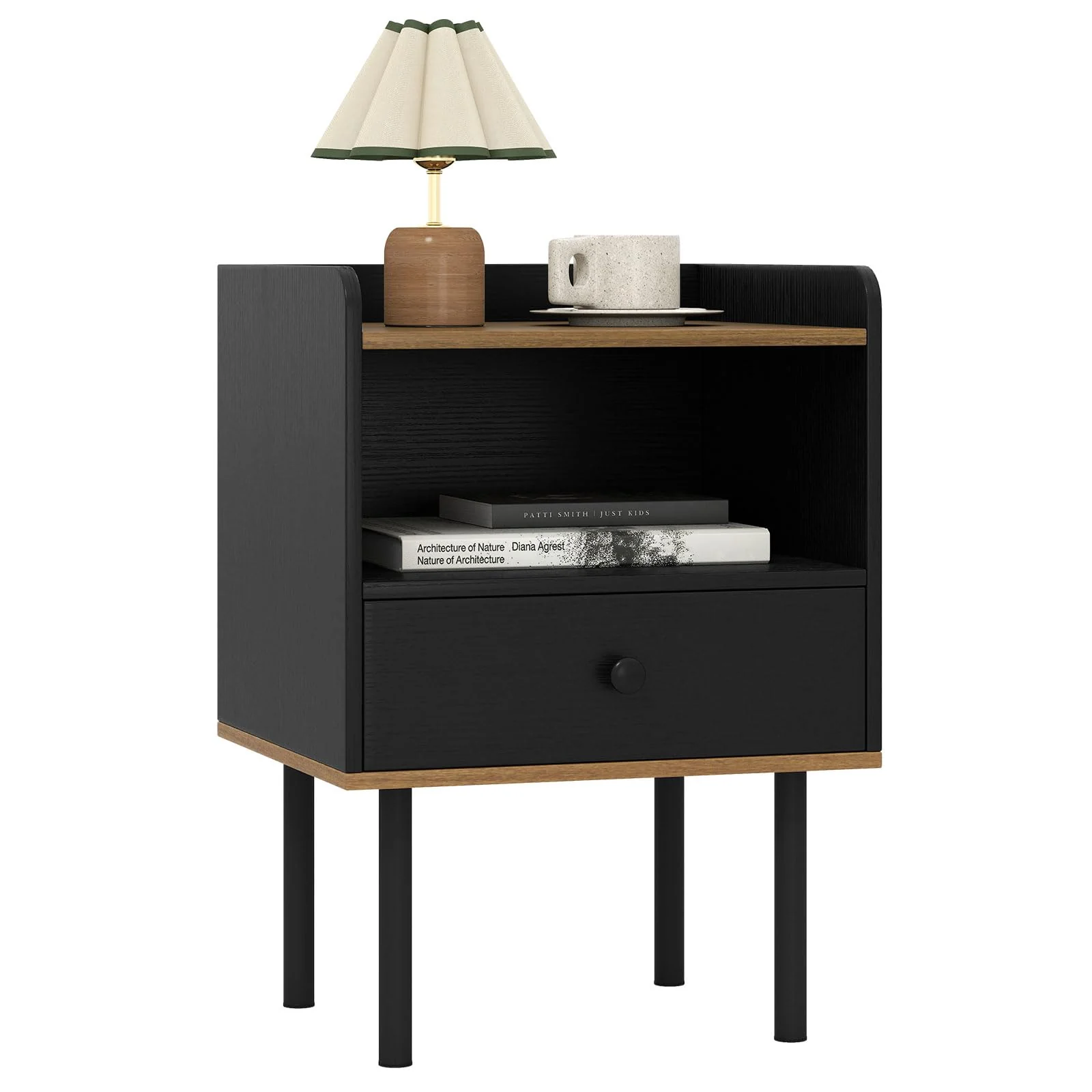 BEFOUNDLOVELY Nightstand with Drawer 3-Tier Sofa Side Table