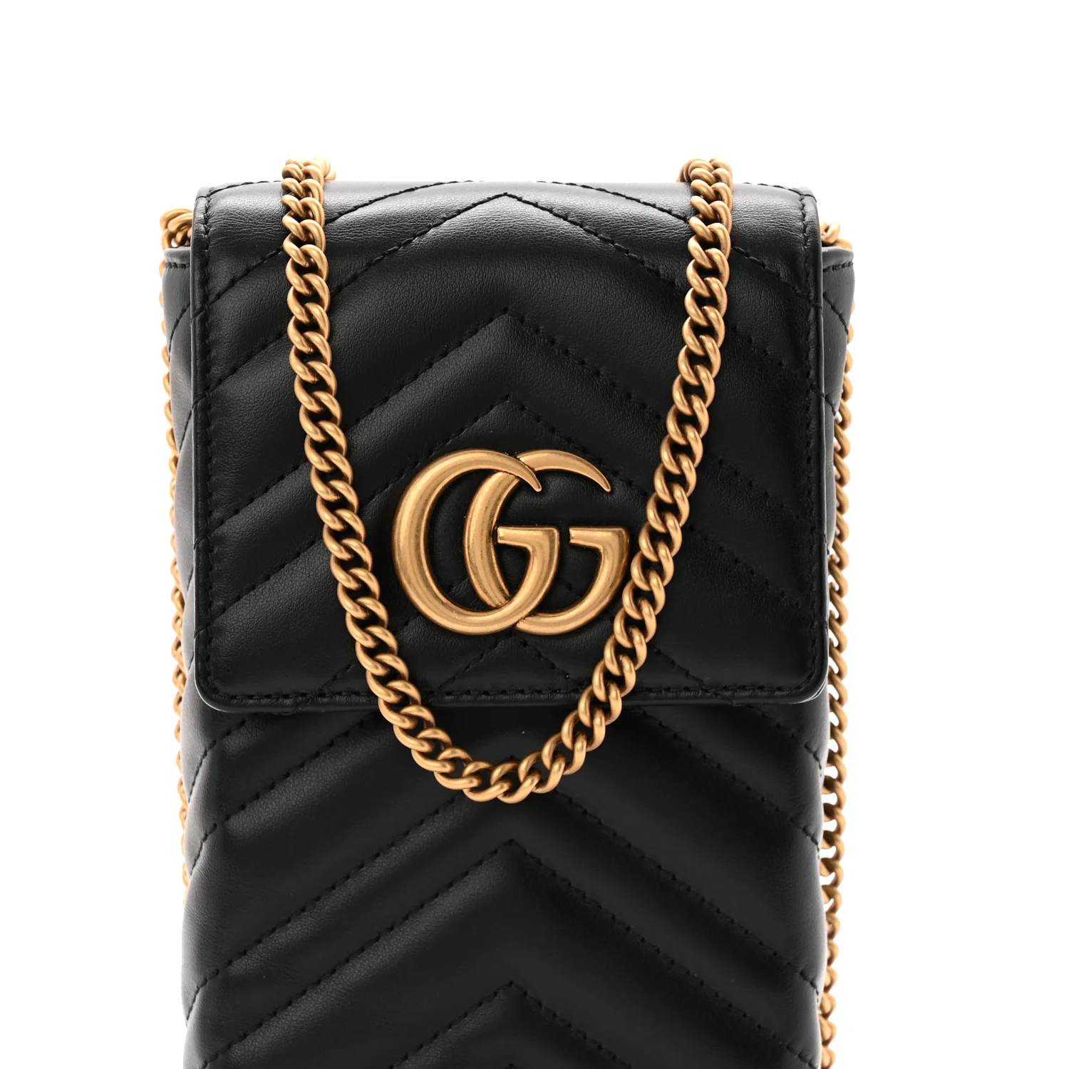 Calfskin Small GG Marmont Phone Crossbody Bag Black - Top Club
