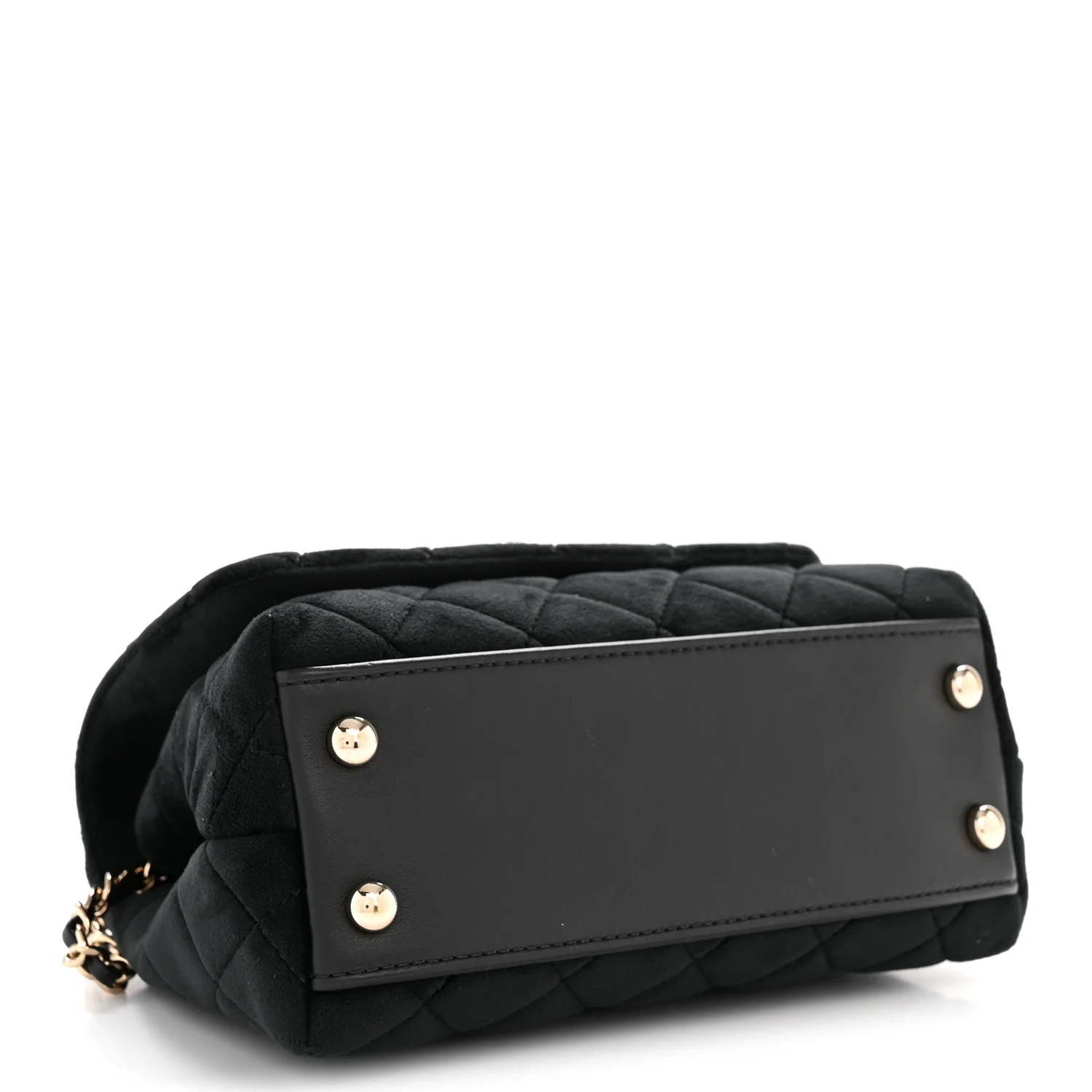Velvet Crystal Quilted Extra Mini Coco Handle Flap Black - Top Club