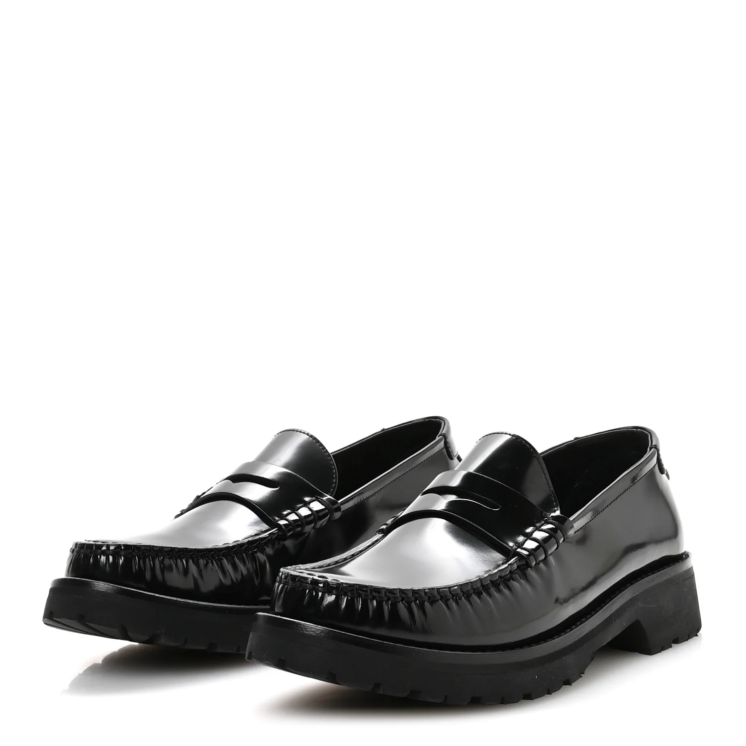 Glazed Calfskin Chunky Le Loafer Penny Slippers 38 Black - Top Club