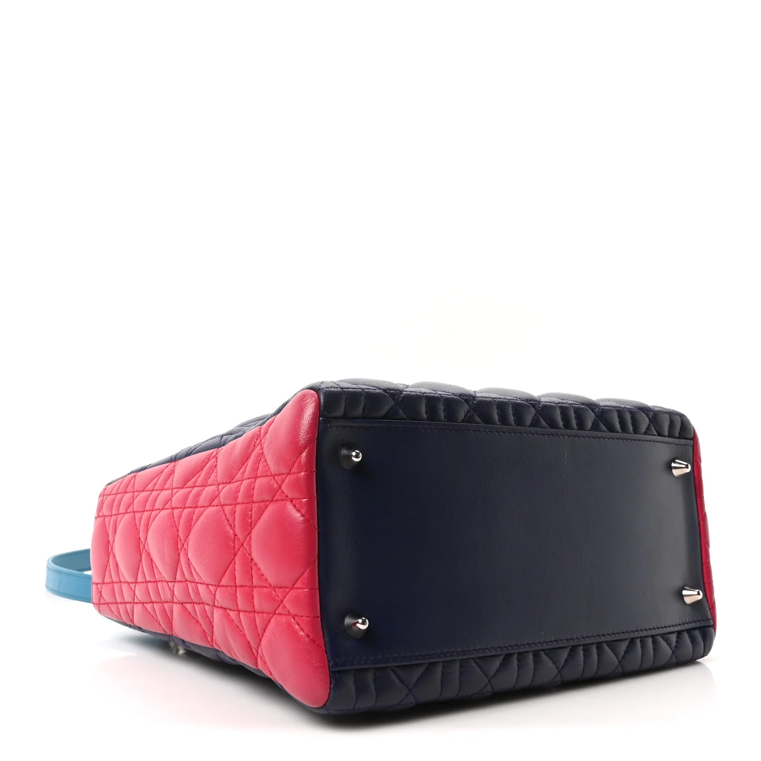 Lambskin Cannage Medium Tri-Color Lady Dior Sapphire Fuchsia Turquoise - Top Club