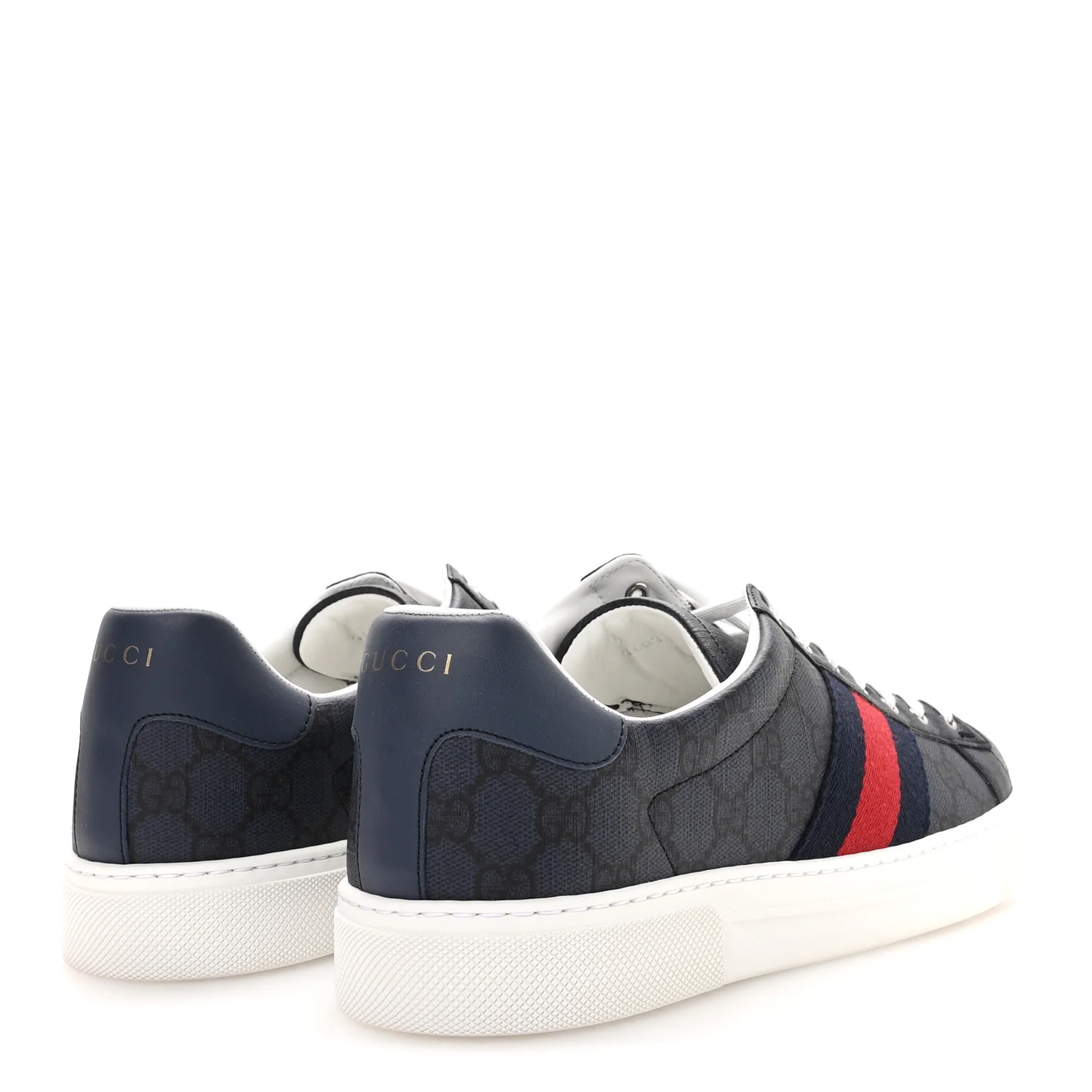 GG Supreme Monogram Web Mens New Ace Sneakers 9.5 Dark Blue - Top Club