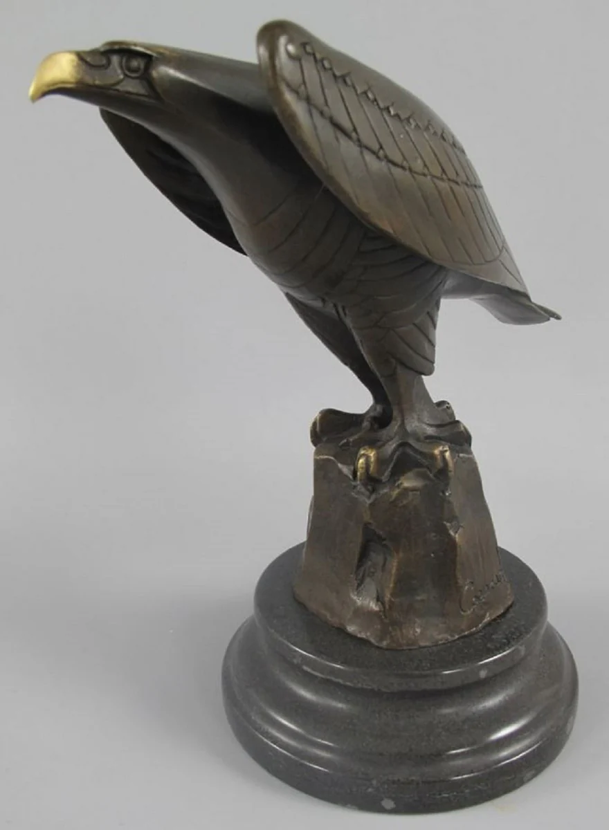 Luxury Art Deco bronze figure eagle on rock with marble base bronze / gold / black 12 x 22 x H. 21 cm - bronze sculpture - decorative figure - decorative accessories